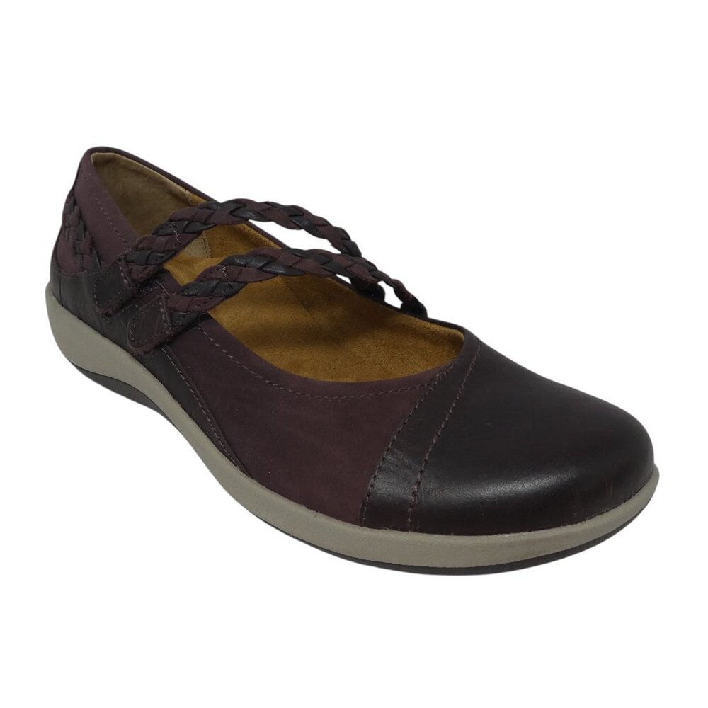 Aetrex Annie Purple Leather Mary Jane Orthotic Flats Shoes